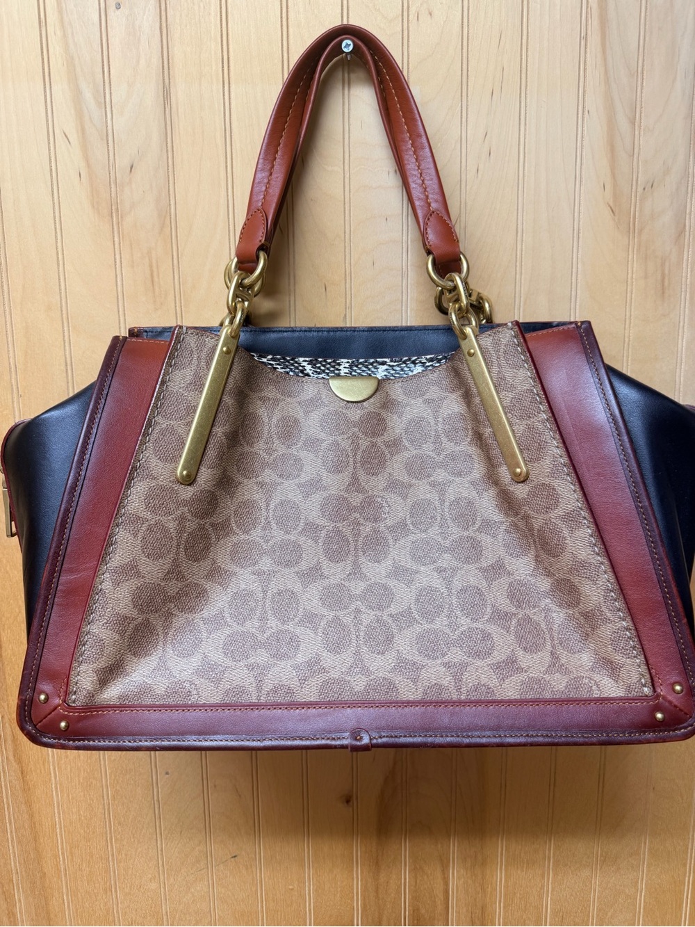 Coach Dreamer 36 in Signature Canvas with Snakeskin Detail